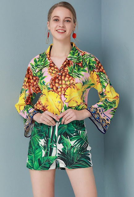 Spring Long Pineapple Tops+Shorts Vacation Two-piece Print Shirt Dress Summer Dress-Button Dress-Party Dress-Elegant Dress-Short Dress-Sleeve Dress-Mini Dress-New Dress-Designer Dress-online Dress-buy Dress-Sell Dress-best Dress-Price-Woman Dress-girls Dress-Fashion Dress-Sexy Dress-Brand,Aliexpress For Sale Services