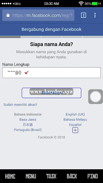 cara buat fb tanpa nama 2019