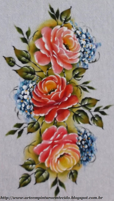 pintura em tecido ramo de rosas