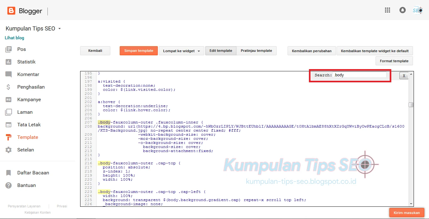 Cara Membuat Background di Blog Menjadi Full Screen - Kumpulan Tips SEO