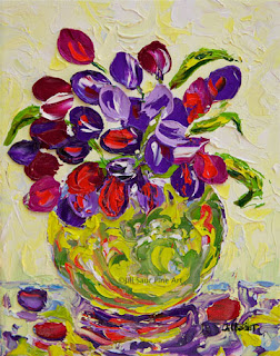 flowers in art, flower painting, atlanta art galleries, Jill Saur