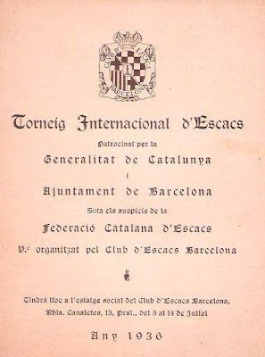 Portada del programa del Torneo Internacional de Ajedrez Barcelona 1936