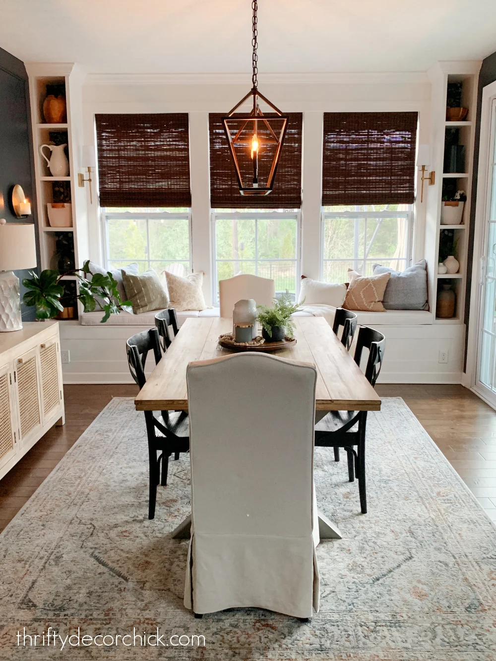 dining room with long window seat