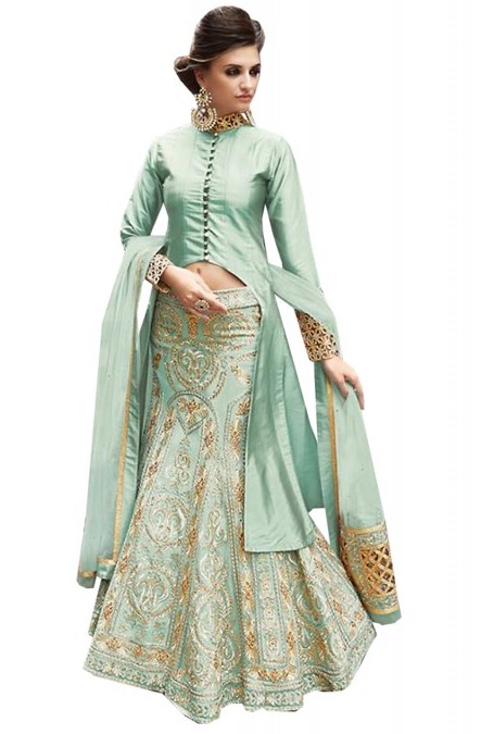 honeydew satin Indian salwar suit