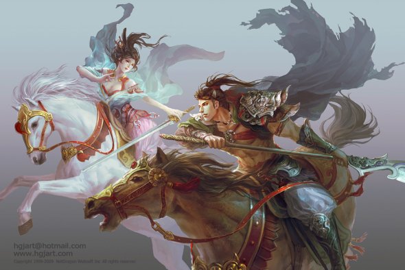 Guangjian Huang hgjart deviantart ilustrações fantasia chinesa artes marciais medievais