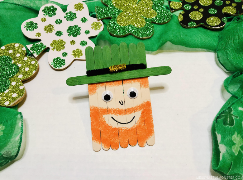 Popsicle stick leprechaun craft for kids