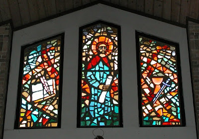 Stained glass window of Justin Martyr