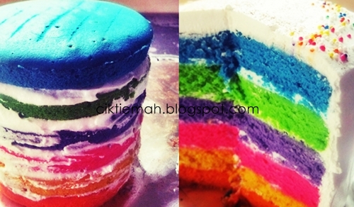 Resepi Kek Pelangi ~Rainbow Cake  cik tiemah