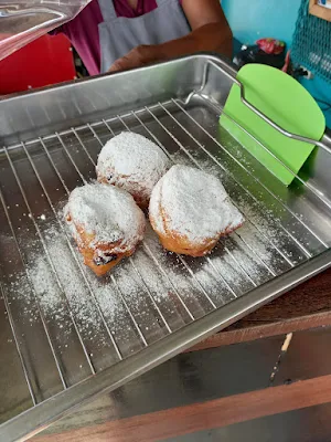 " deep fried doughnut balls or oliebollen Kasabaholoweg Suriname"