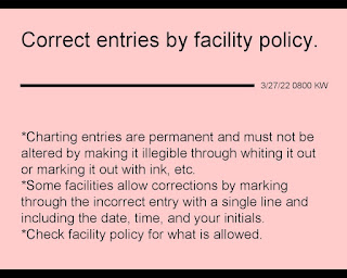 Correct entries by facility policy