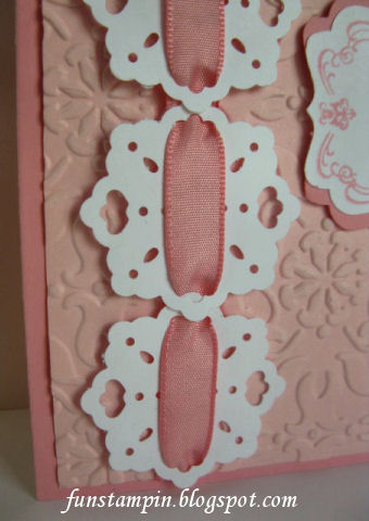 A layer of Pink Pirouette was embossed with the Vintage Wallpaper Embossing 