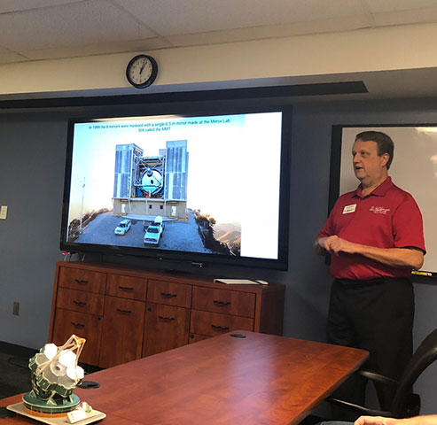 Our Mirror Lab tour docent, Paul, gives us the background story and shows us around (Source: Palmia Observatory)