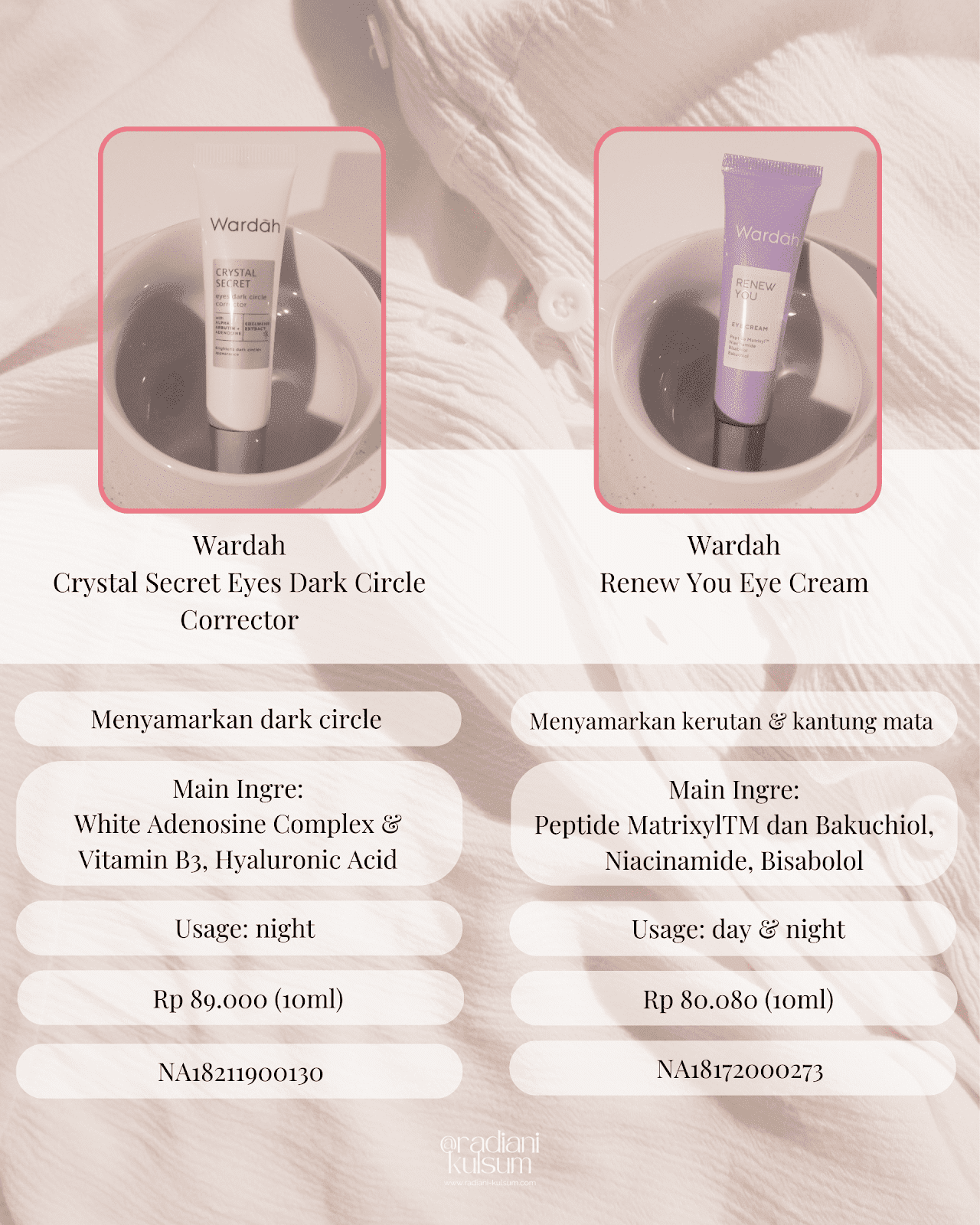 Wardah - Crystal Secret Eyes Dark Circle Corrector & Wardah - Renew You Eye Cream