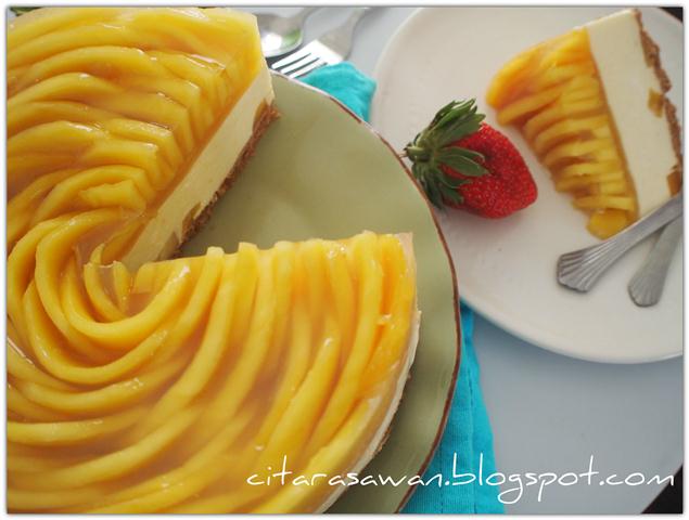 Chilled Mango Cheese Cake / Kek Keju Mangga Dingin 