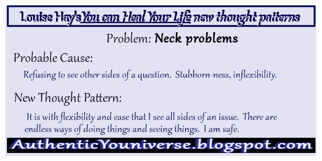 Neck problems: Refusing to see other sides of a question.  Stubborn-ness, inflexibility.