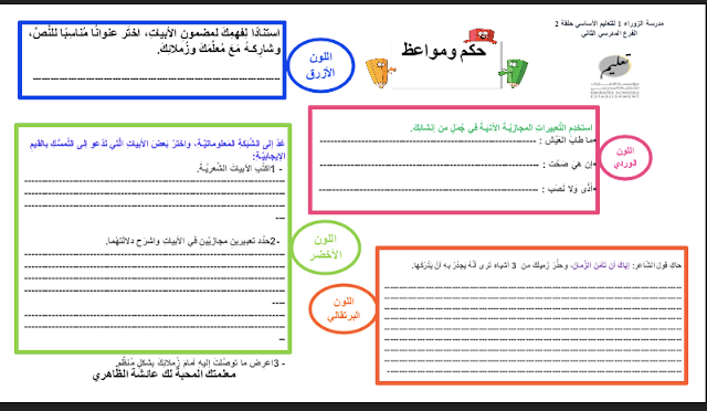 اختبار الكتروني درس حكم ومواعظ