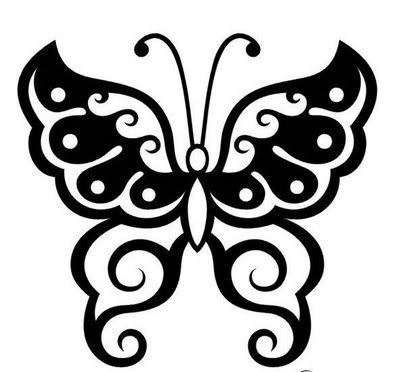 tattoo designs. Tribal tattoo design with black butterfly drawing