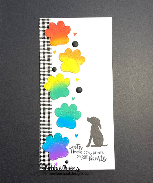 Pets leave paw prints on our hearts by Debbie features Bookmark and Furr-ever Friends by Newton's Nook Designs; #inkypaws, #newtonsnook, #petsympathy, #cardmaking, #puppycards, #cardmaking, #cardchallenge