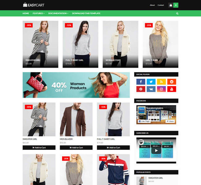 easycart free ecommerce blogger template