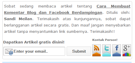 Cara Membuat Artikel langganan Keren Plus Permalink dan Media Sosial