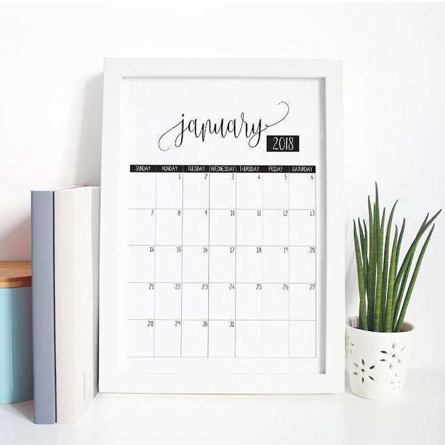 Print at Home Monthly Calendar for 2018.  Instand Download Printable by Mum and Me Handmade Designs