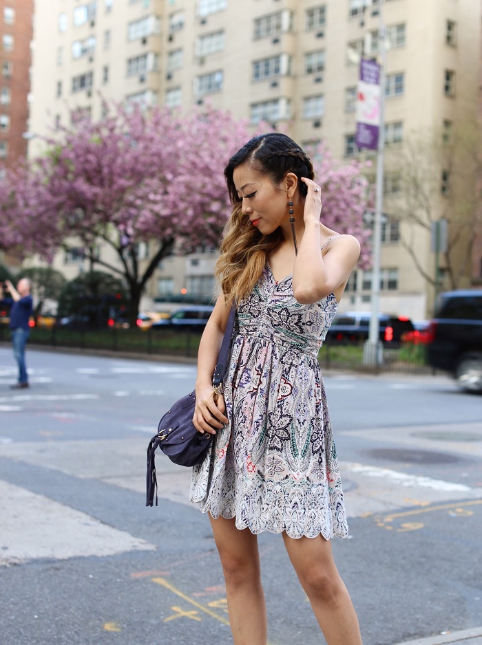 Parker Ikaris Scalloped Lace Dress, bebe earrings, see by chloe bag, tory burch wedge sandals, park avenue nyc, nyc street style, nyc fashion blog, spring style