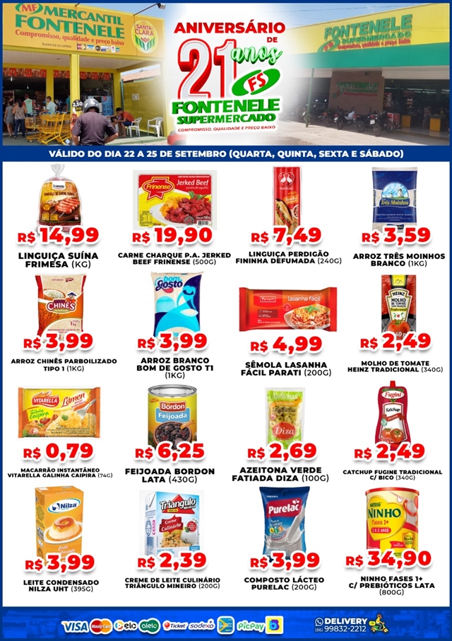 Aproveite as ofertas do aniversário de 21 anos do Fontenele Supermercado em Cocal