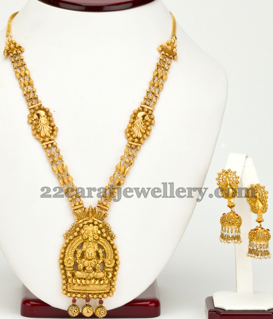 Gold Haram with Peacock Earrings