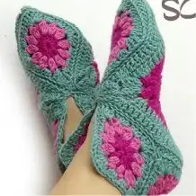 Pantuflas con grannys a Crochet