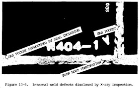 Internal weld defects disclosed by x-ray inspection