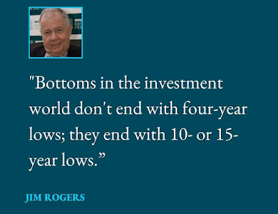 Bottoms in the investment world don't end with four-year lows; they end with 10- or 15- year lows - JIM ROGERS Quotes - 09.11.2023