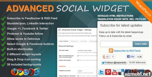 Advanced Social Widget v2.3.2 for WordPress