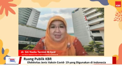 dr. Nadia juru bicara vaksinasi covid kemenkes RI dalam diskusi bersama KBR dn PMI