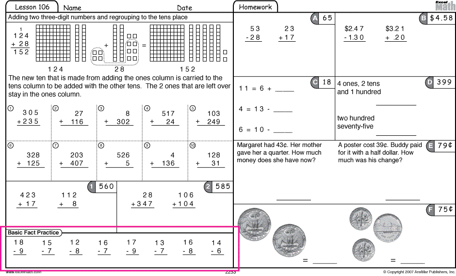 Excel Math: Five-Minute Math Class Warm-Up Activities