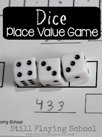 Teach kids about place value of hundreds, tens, and ones while playing this math game with dice!