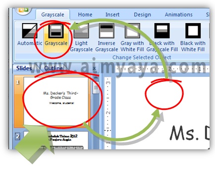  Gambar:  cara membuat tampilan background slide menjadi hitam putih/grayscale di powerpoint