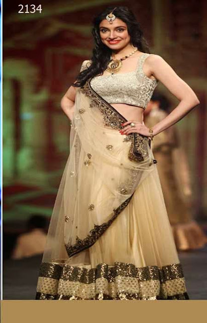 Latest Designer Bollywood Cream Lehenga