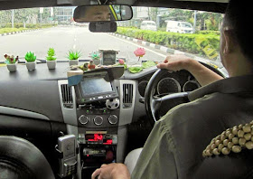 Inside of a Singapore cab