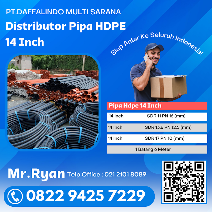Supplier Pipa Hdpe 14 Inch SDR 9 PN 20 - Harga Murah !