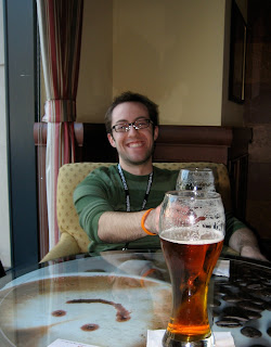 Brad Taylor with two glasses of beer