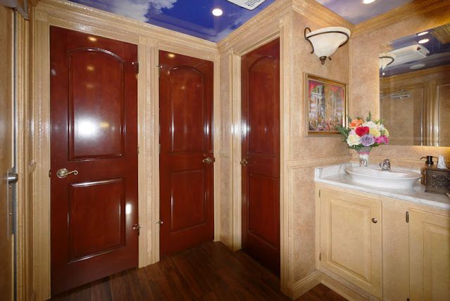 Inside a Luxury bathroom Trailer by Callahead Corp.