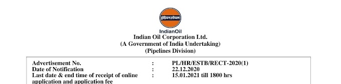 IOCL Recruitment 2020-21 | Engineering Assistant & Technical Attendant  || Apply Now