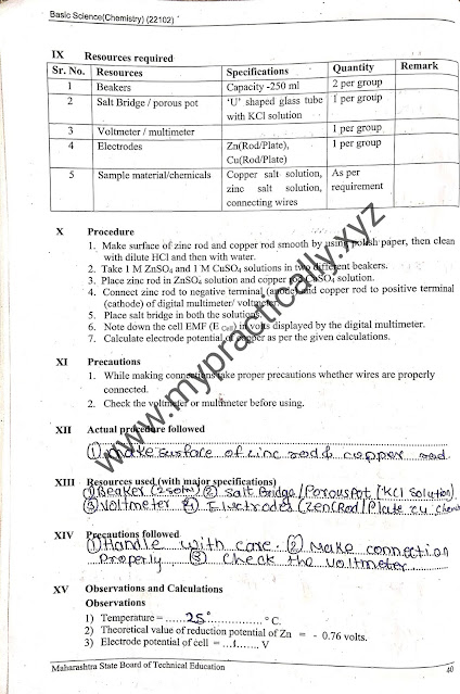 Basic science Practical Answers