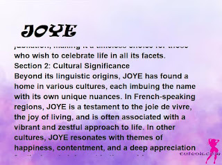 ▷ meaning of the name JOYE (✔)