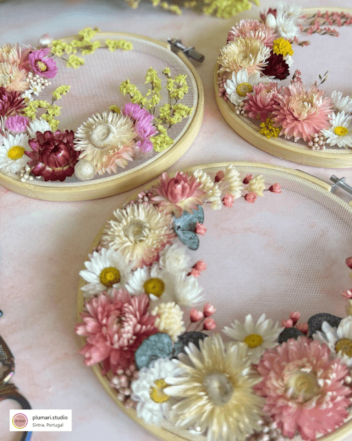 dried flower embroidery homeware art,  top 12 crafting trend 2023 eyewear crafting trends to diy try, cool inspire inspo crafts