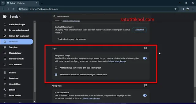 Cara Menonakifkan Penghemat Energi di Google Chrome PC