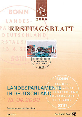 Feuille 1er jour, timbre "Parlement d'Etat" - Allemagne 2000