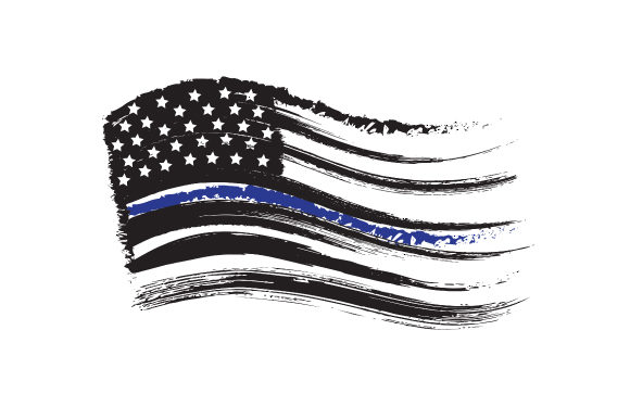 Distressed American Flag with Thin Blue Line
