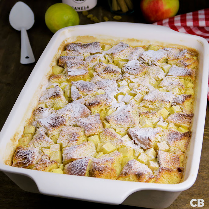 Recept Briochepudding met appeltjes en rozijnen