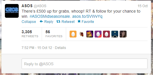 How ASOS use social media as a beneficial tool.: ASOS on Twitter
